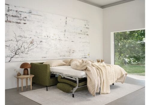 furninova bettsofa sleepy open with bedding benson green 05 original artwork